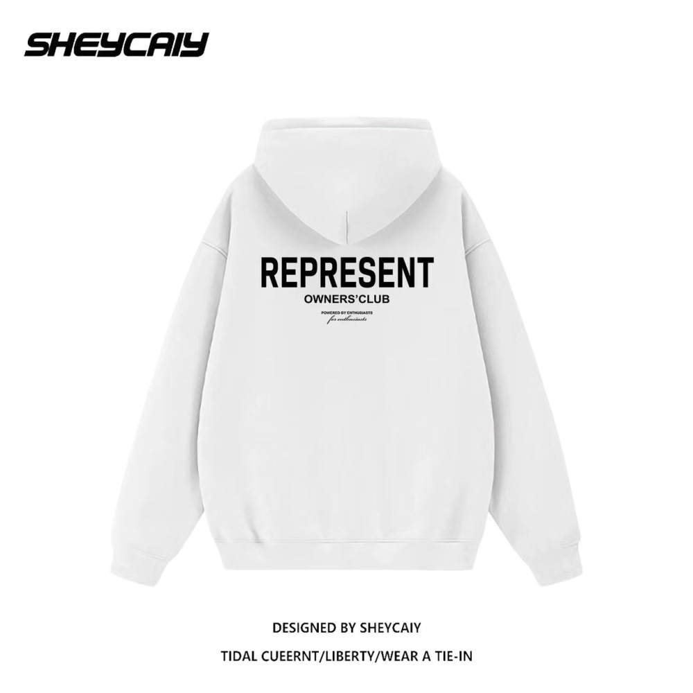REPRESENT letter print fashion niche casual versatile hooded sweatshirt solid color trend