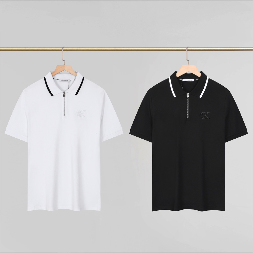 CK Men's Half-Zip Polo Shirt with Turn-Down Collar Short Sleeve