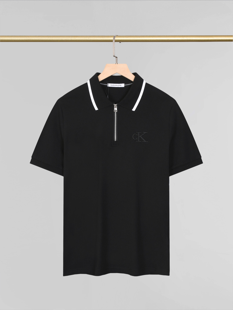 CK Men's Half-Zip Polo Shirt with Turn-Down Collar Short Sleeve