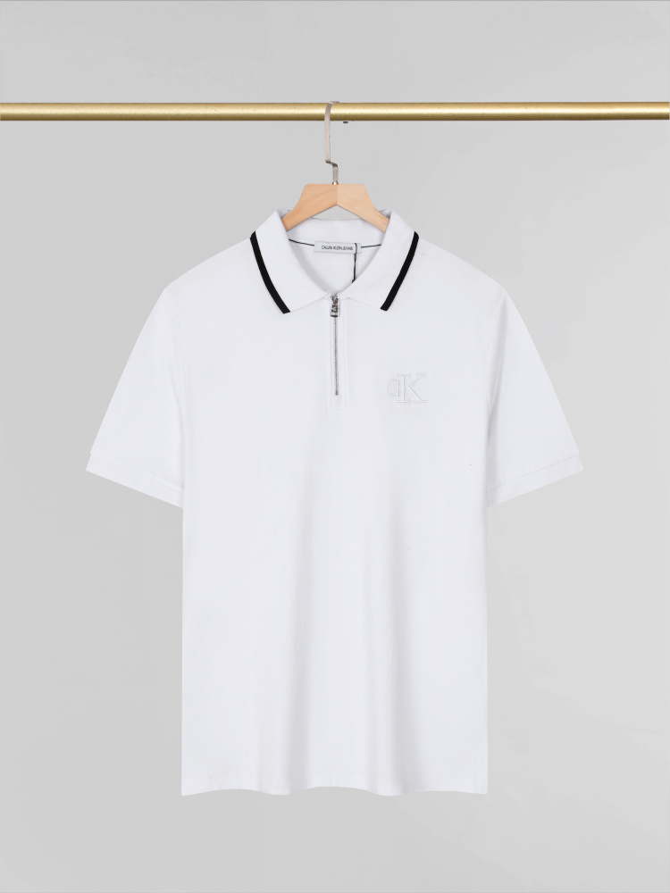 CK Men's Half-Zip Polo Shirt with Turn-Down Collar Short Sleeve