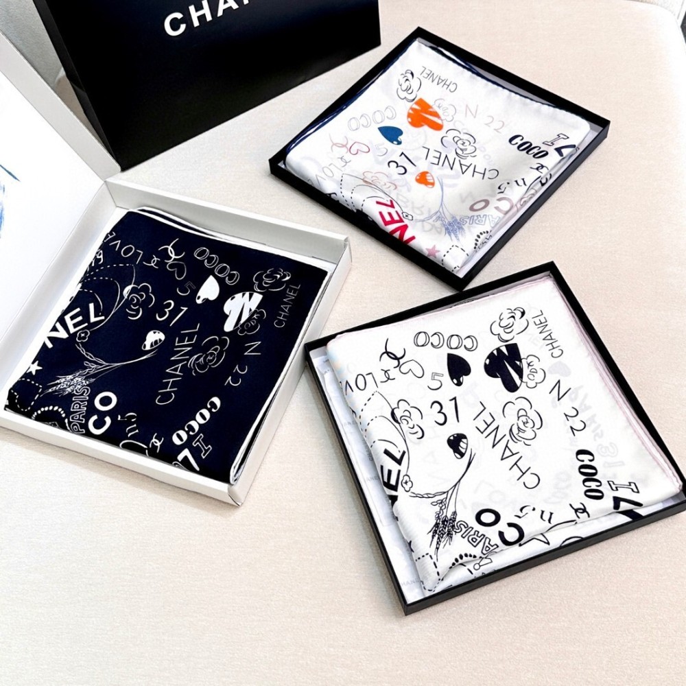 CHANEL silk scarves and square scarves