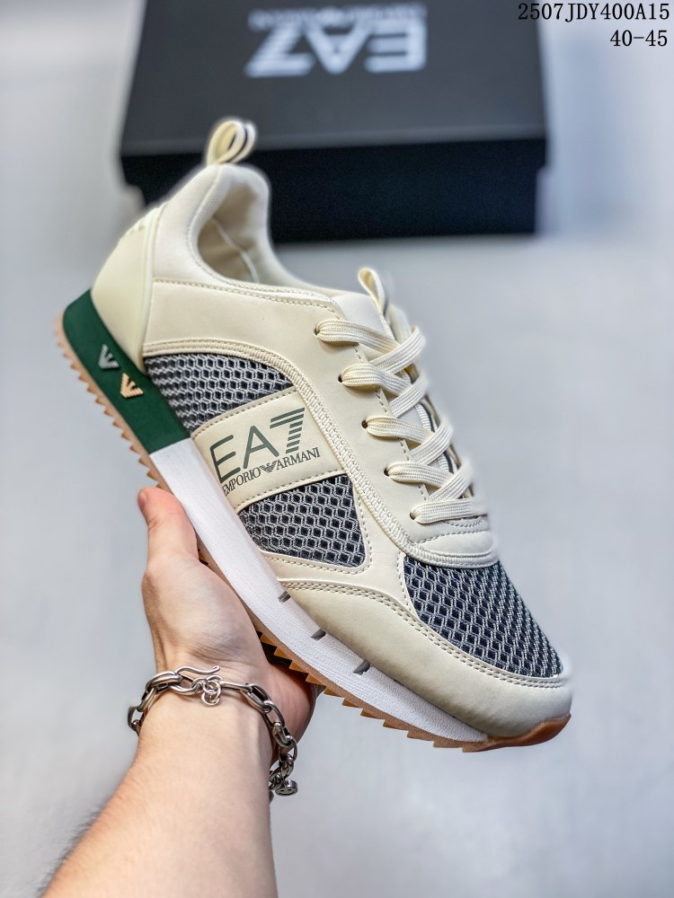 EA7 Mixed-Material Retro Trainer Sneakers