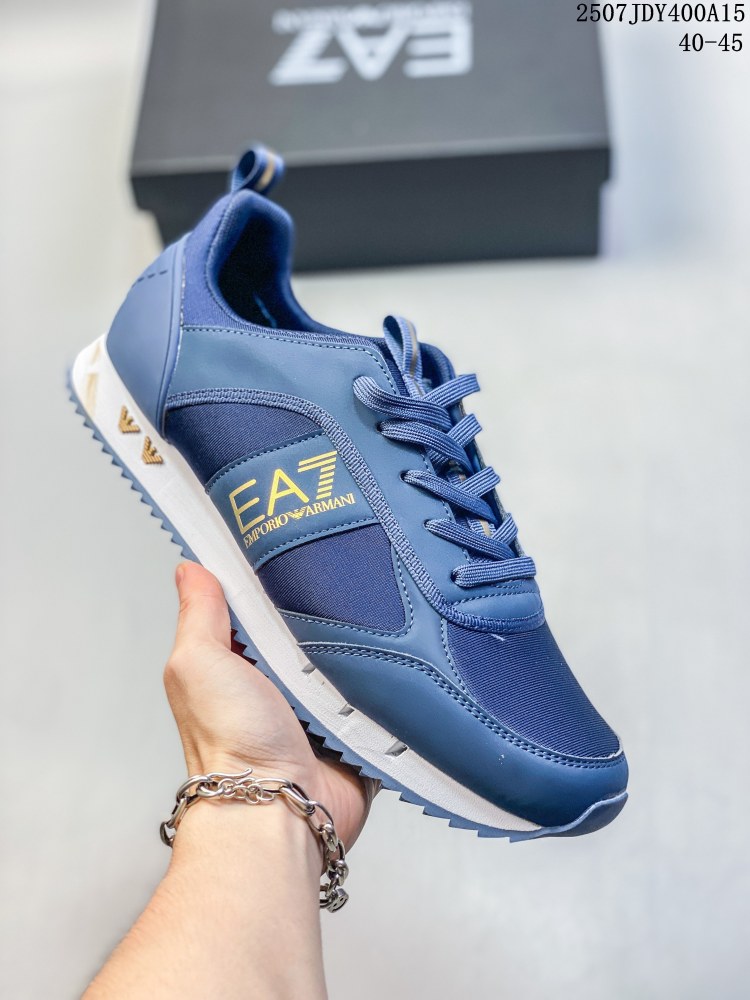 EA7 Mixed-Material Retro Trainer Sneakers