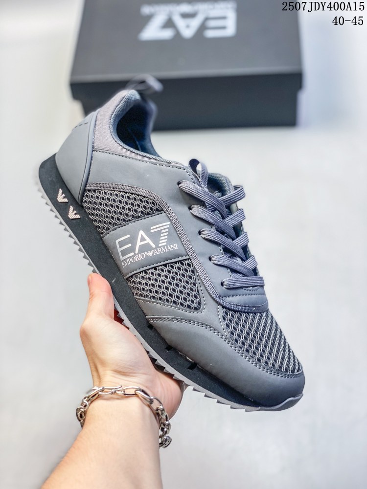 EA7 Mixed-Material Retro Trainer Sneakers