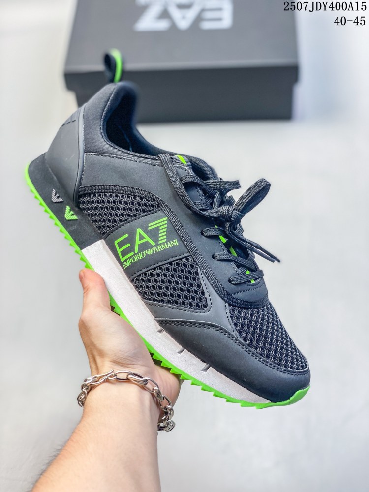EA7 Mixed-Material Retro Trainer Sneakers