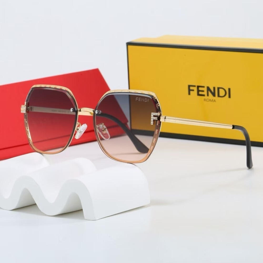 Fendi Roma Signature FF Pattern Metal Frame Sunglasses 7899