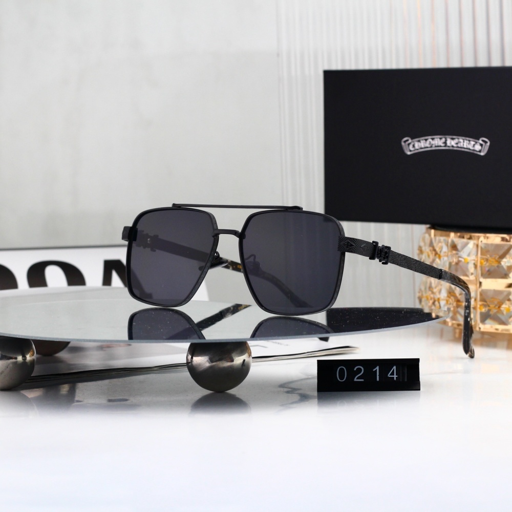 Chrome Hearts Retro Pilot Square Sunglasses with Engraved Temple 0214