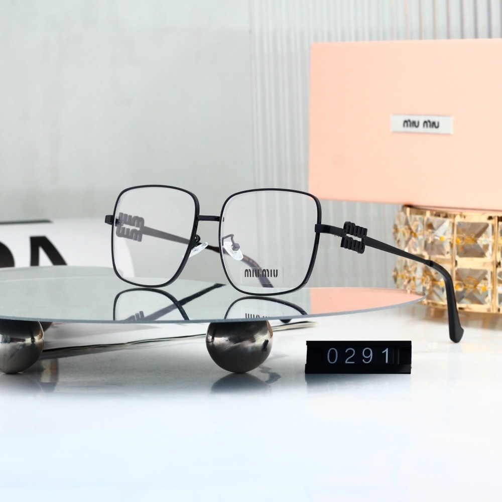 Miu Miu Square Metal Frame Optical Glasses with Logo Detail 0291