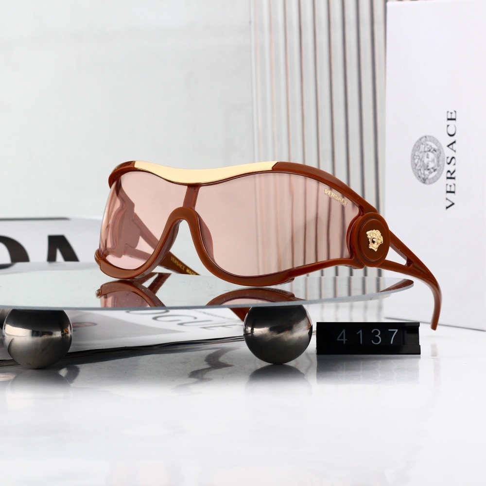 Versace Oversized Shield Frame Medusa Detail Sunglasses (Multi-Color) 4137