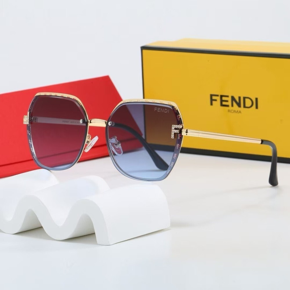 Fendi Roma Signature FF Pattern Metal Frame Sunglasses 7899