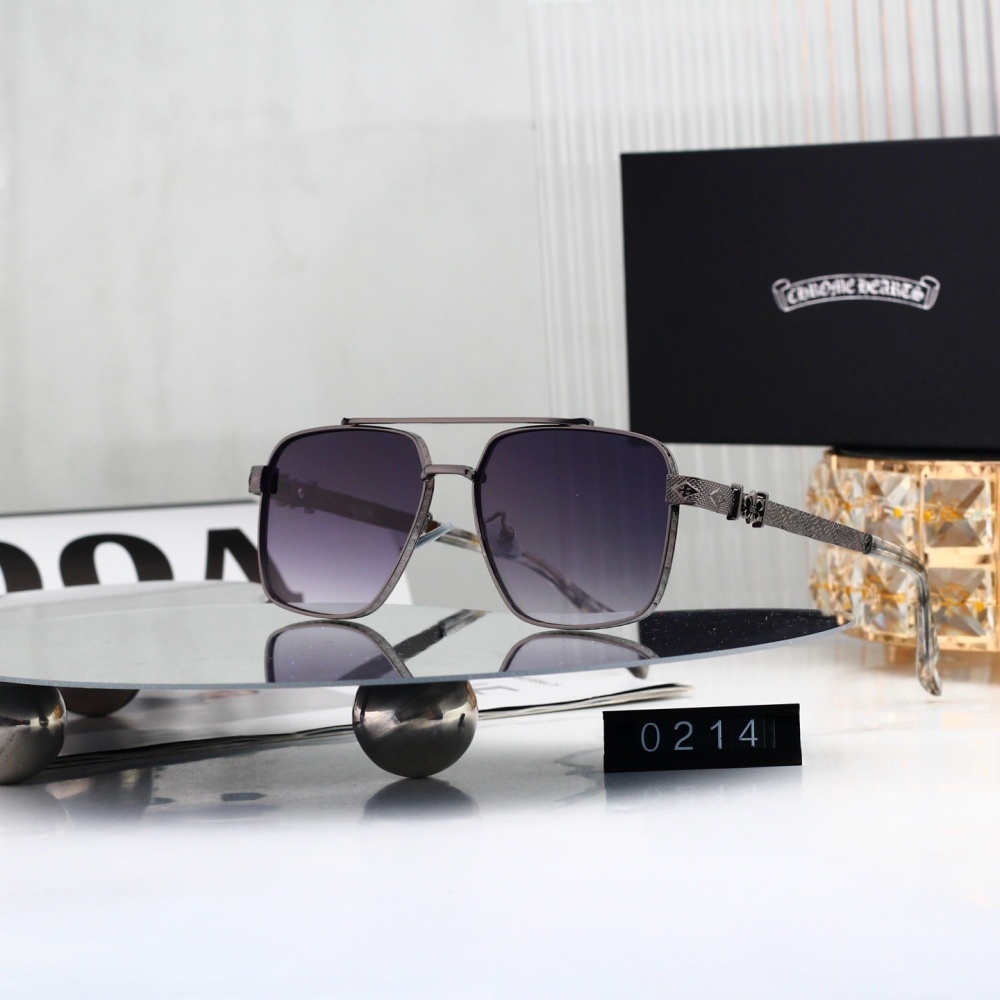 Chrome Hearts Retro Pilot Square Sunglasses with Engraved Temple 0214