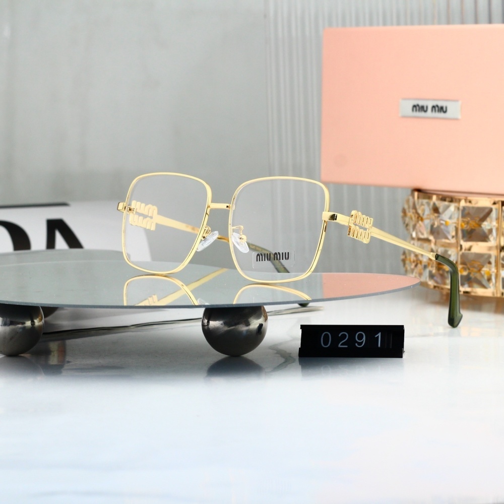 Miu Miu Square Metal Frame Optical Glasses with Logo Detail 0291