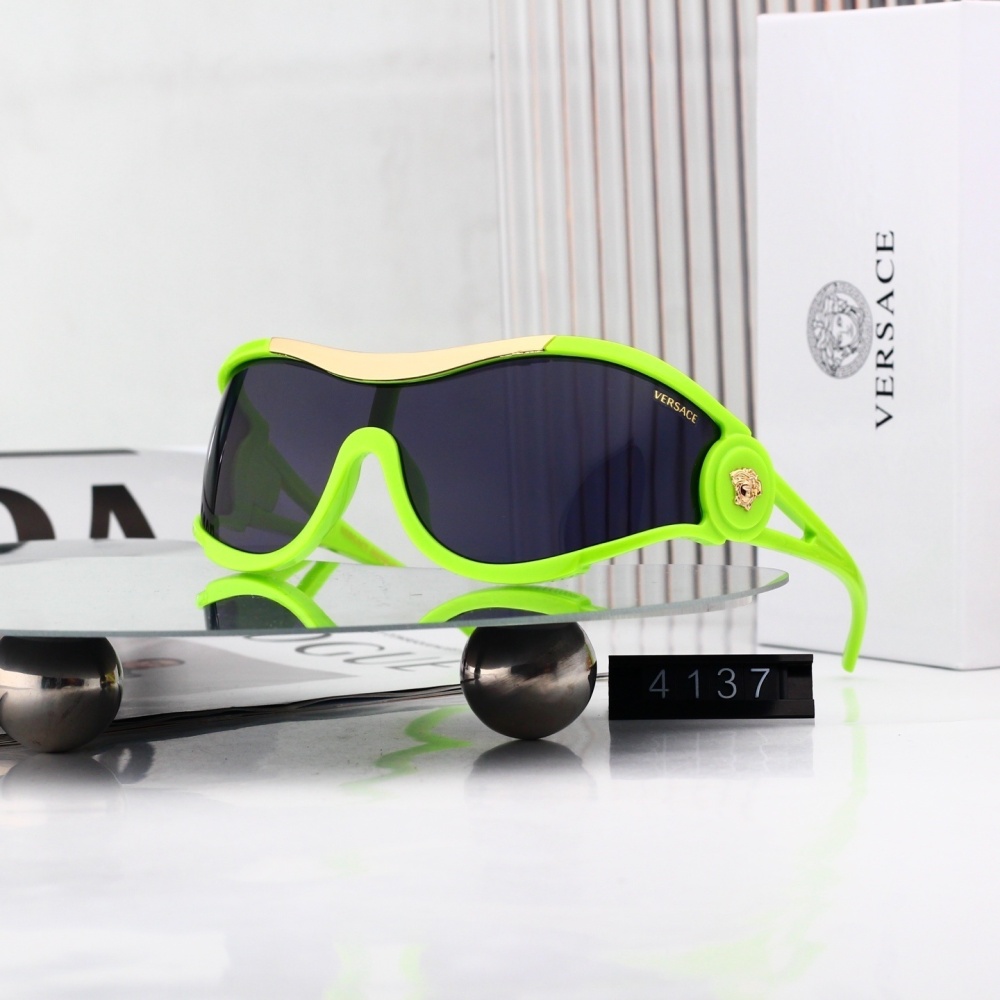 Versace Oversized Shield Frame Medusa Detail Sunglasses (Multi-Color) 4137