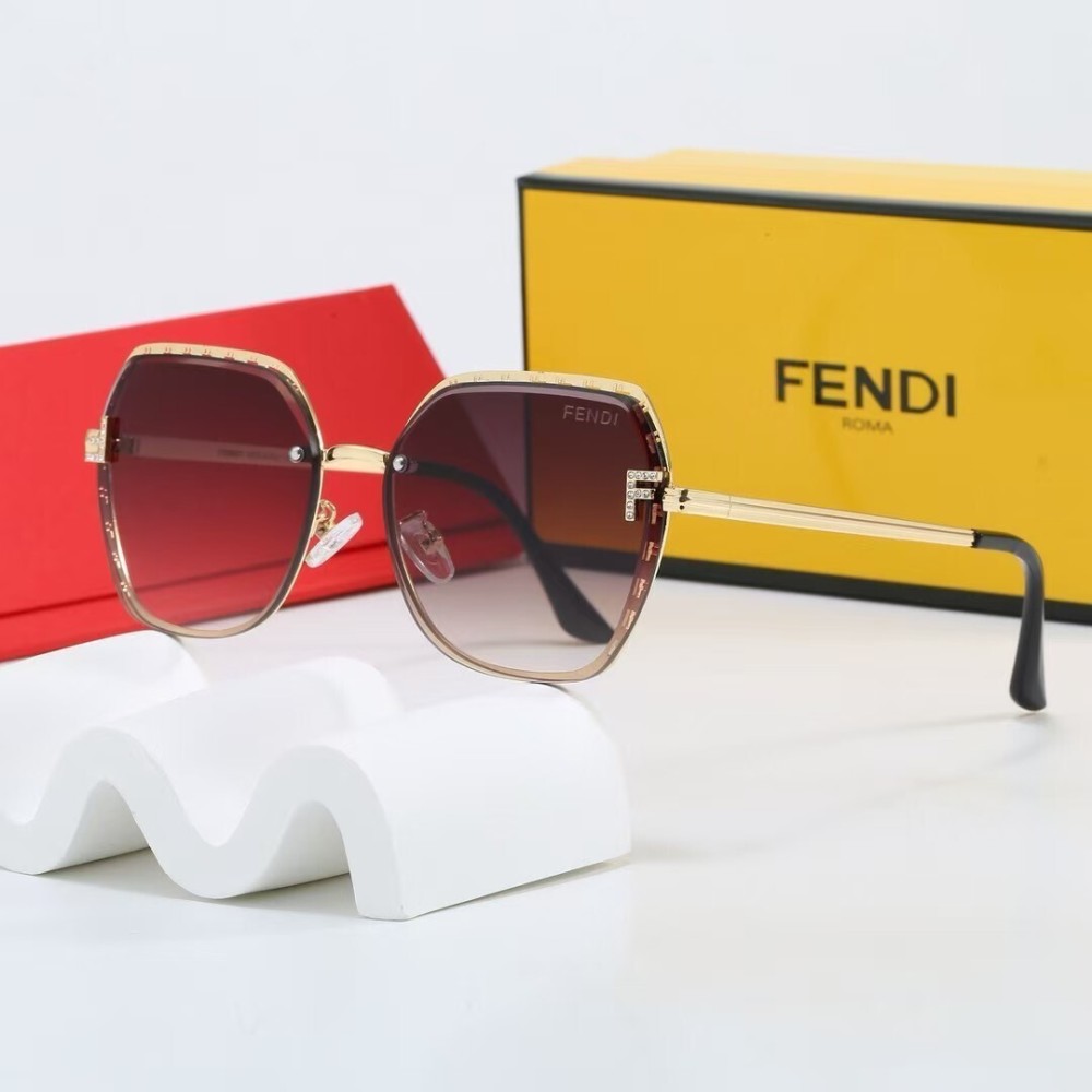 Fendi Roma Signature FF Pattern Metal Frame Sunglasses 7899