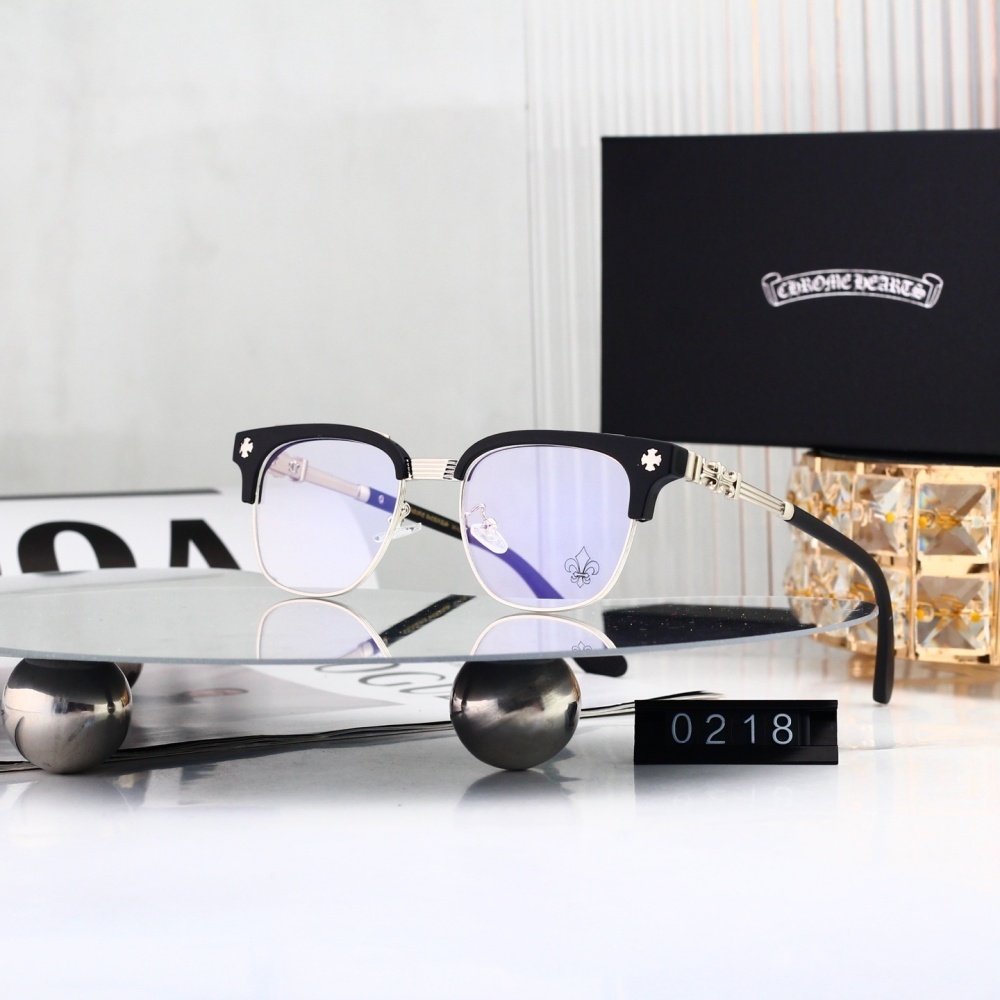 Chrome Hearts Retro Semi-Rimless Blue Light Blocking Glasses 0218