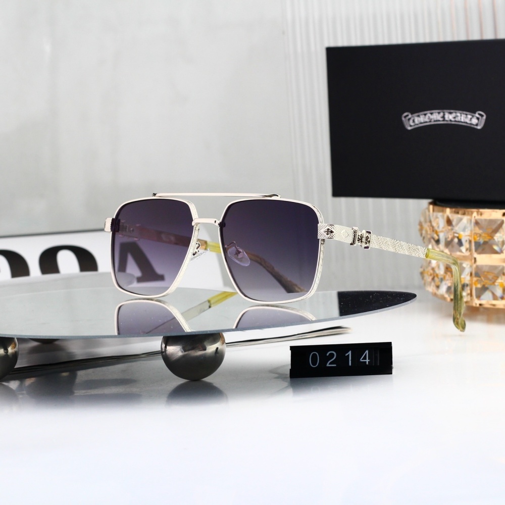 Chrome Hearts Retro Pilot Square Sunglasses with Engraved Temple 0214