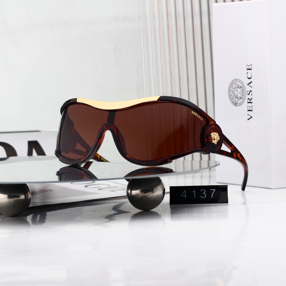 Versace Oversized Shield Frame Medusa Detail Sunglasses (Multi-Color) 4137