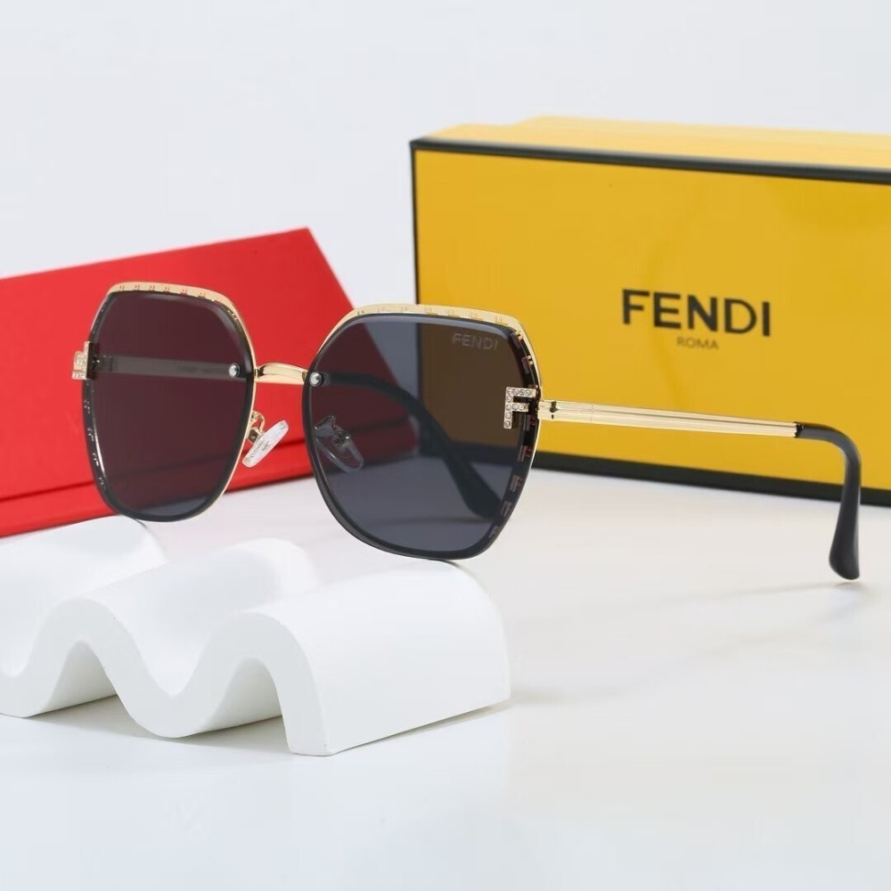 Fendi Roma Signature FF Pattern Metal Frame Sunglasses 7899