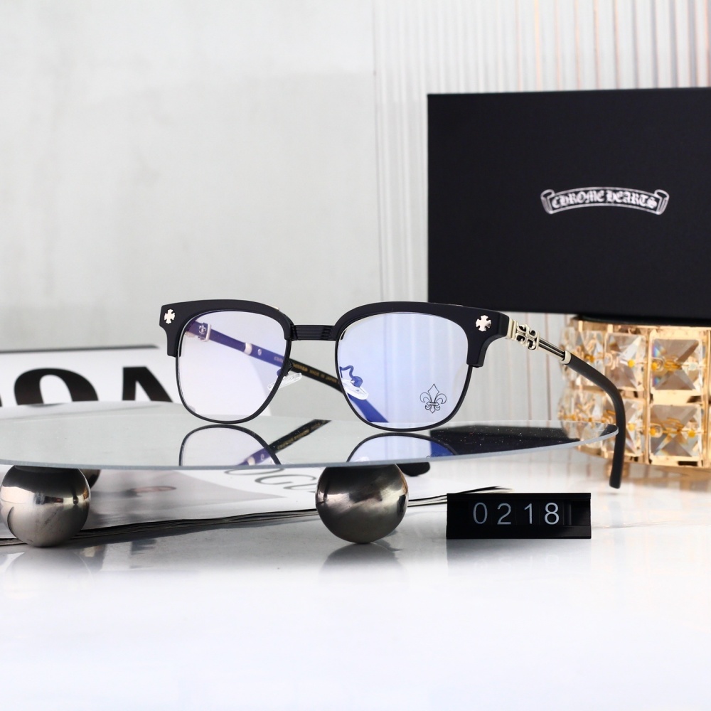 Chrome Hearts Retro Semi-Rimless Blue Light Blocking Glasses 0218