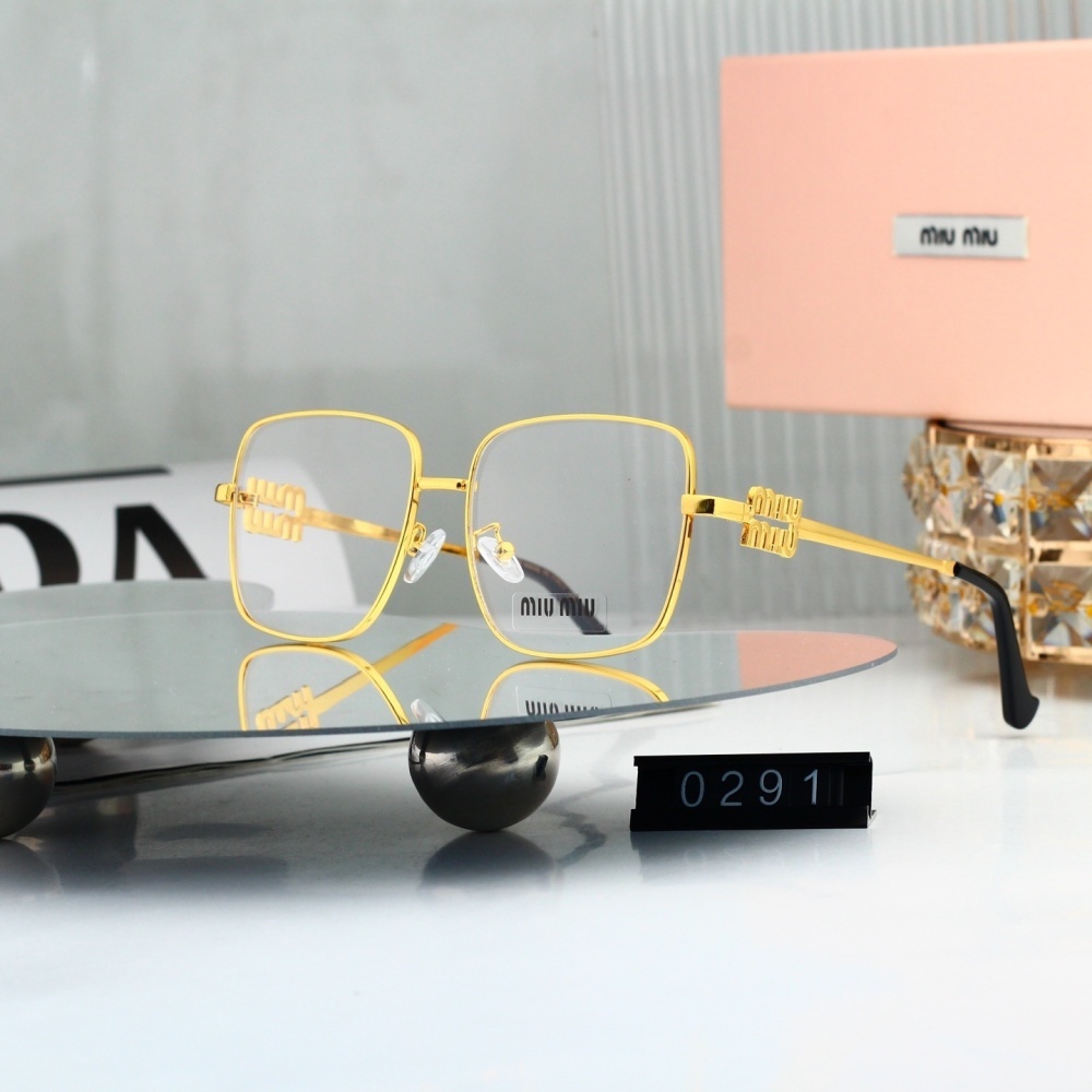 Miu Miu Square Metal Frame Optical Glasses with Logo Detail 0291