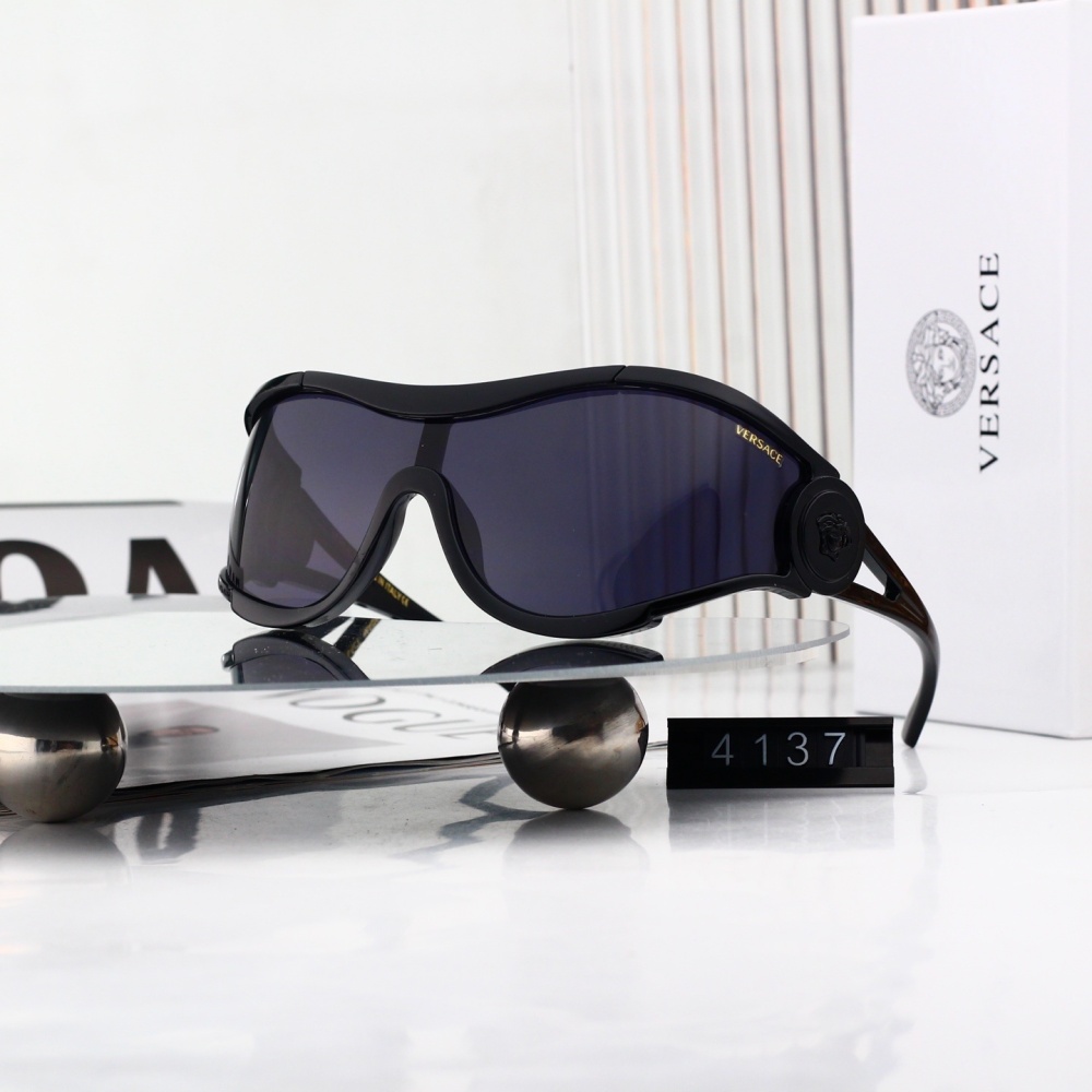 Versace Oversized Shield Frame Medusa Detail Sunglasses (Multi-Color) 4137