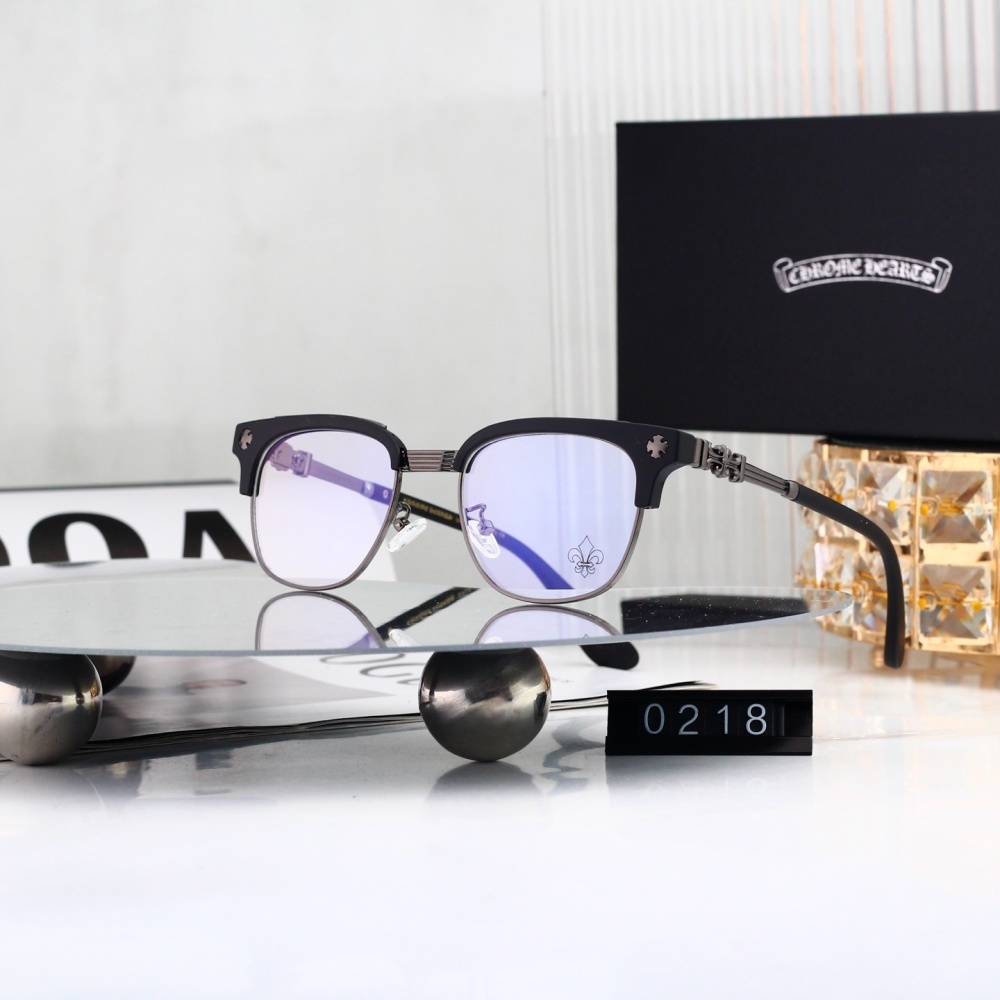 Chrome Hearts Retro Semi-Rimless Blue Light Blocking Glasses 0218