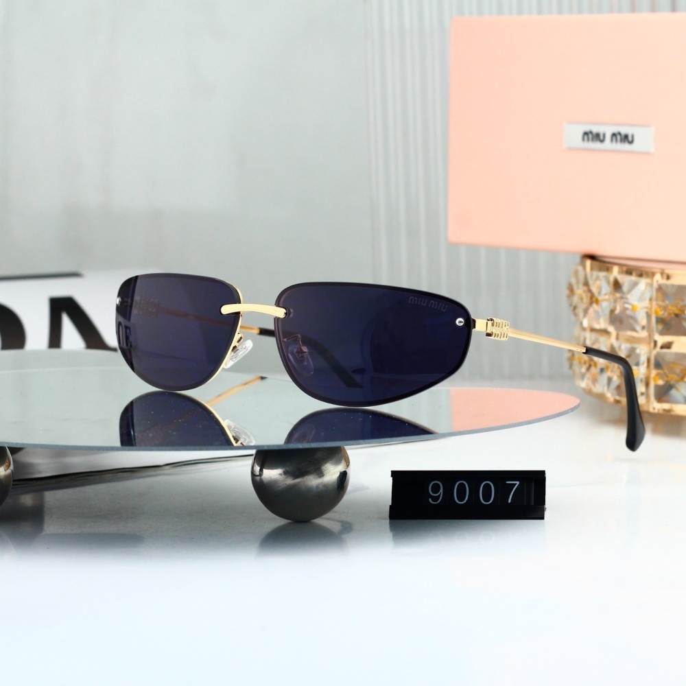 Miu Miu Signature Logo Narrow Rimless Oval Sunglasses 9007