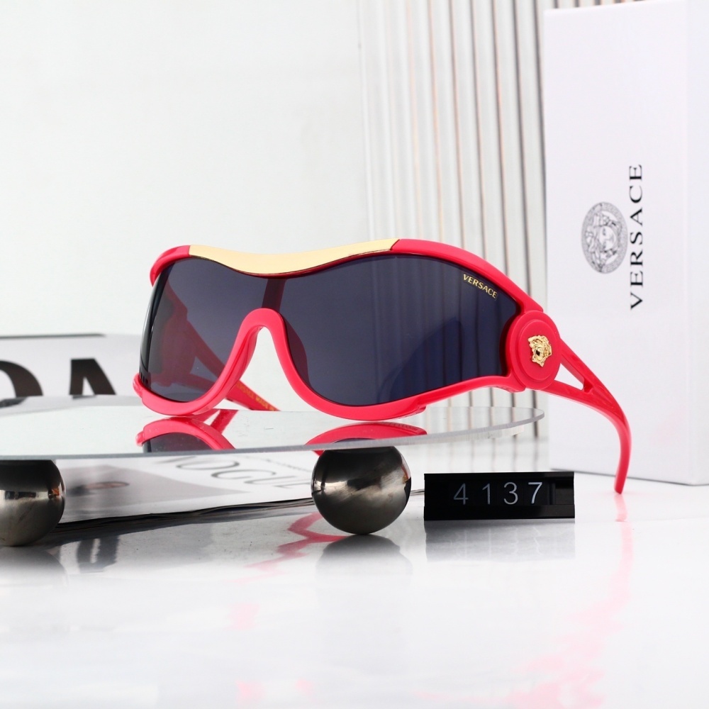 Versace Oversized Shield Frame Medusa Detail Sunglasses (Multi-Color) 4137