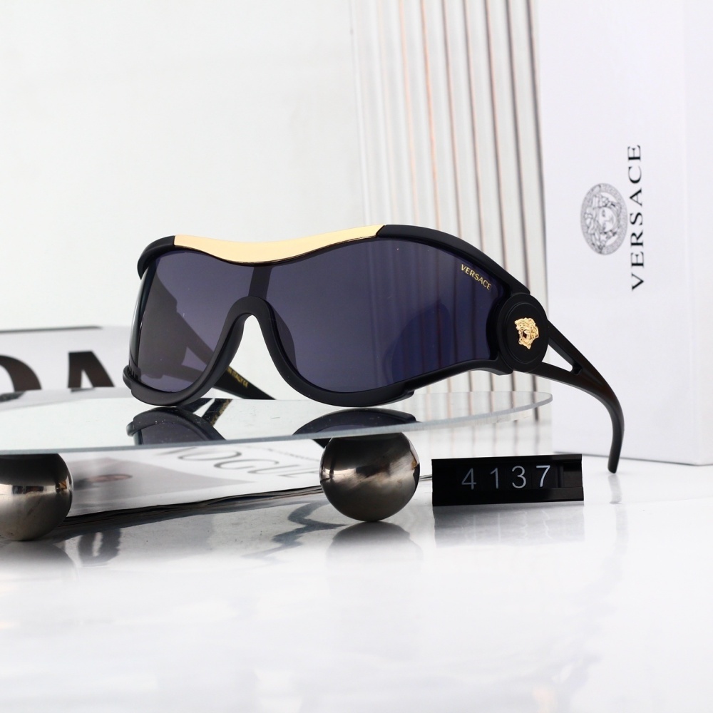 Versace Oversized Shield Frame Medusa Detail Sunglasses (Multi-Color) 4137