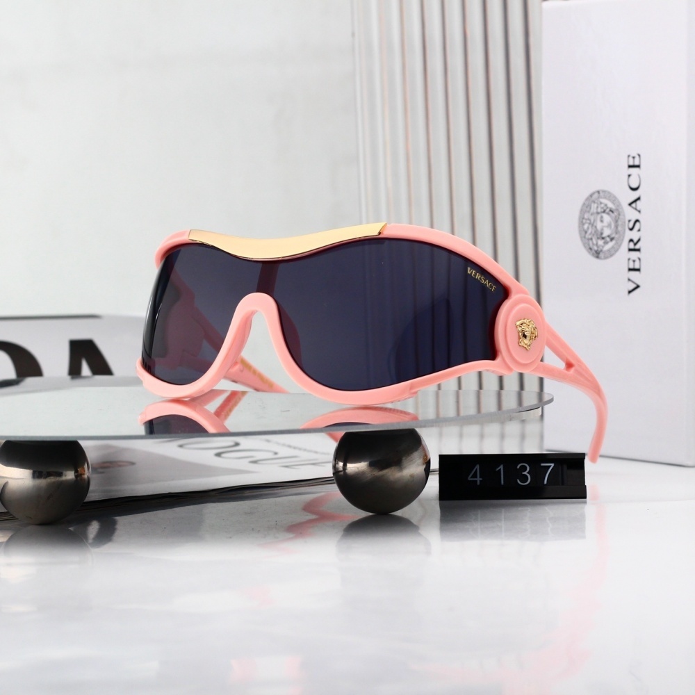 Versace Oversized Shield Frame Medusa Detail Sunglasses (Multi-Color) 4137