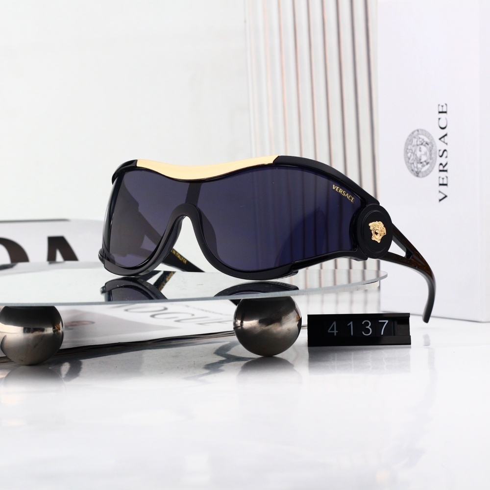 Versace Oversized Shield Frame Medusa Detail Sunglasses (Multi-Color) 4137