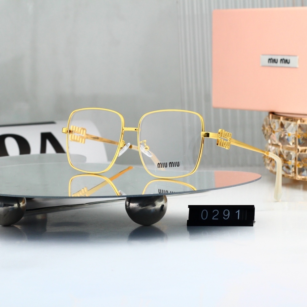 Miu Miu Square Metal Frame Optical Glasses with Logo Detail 0291