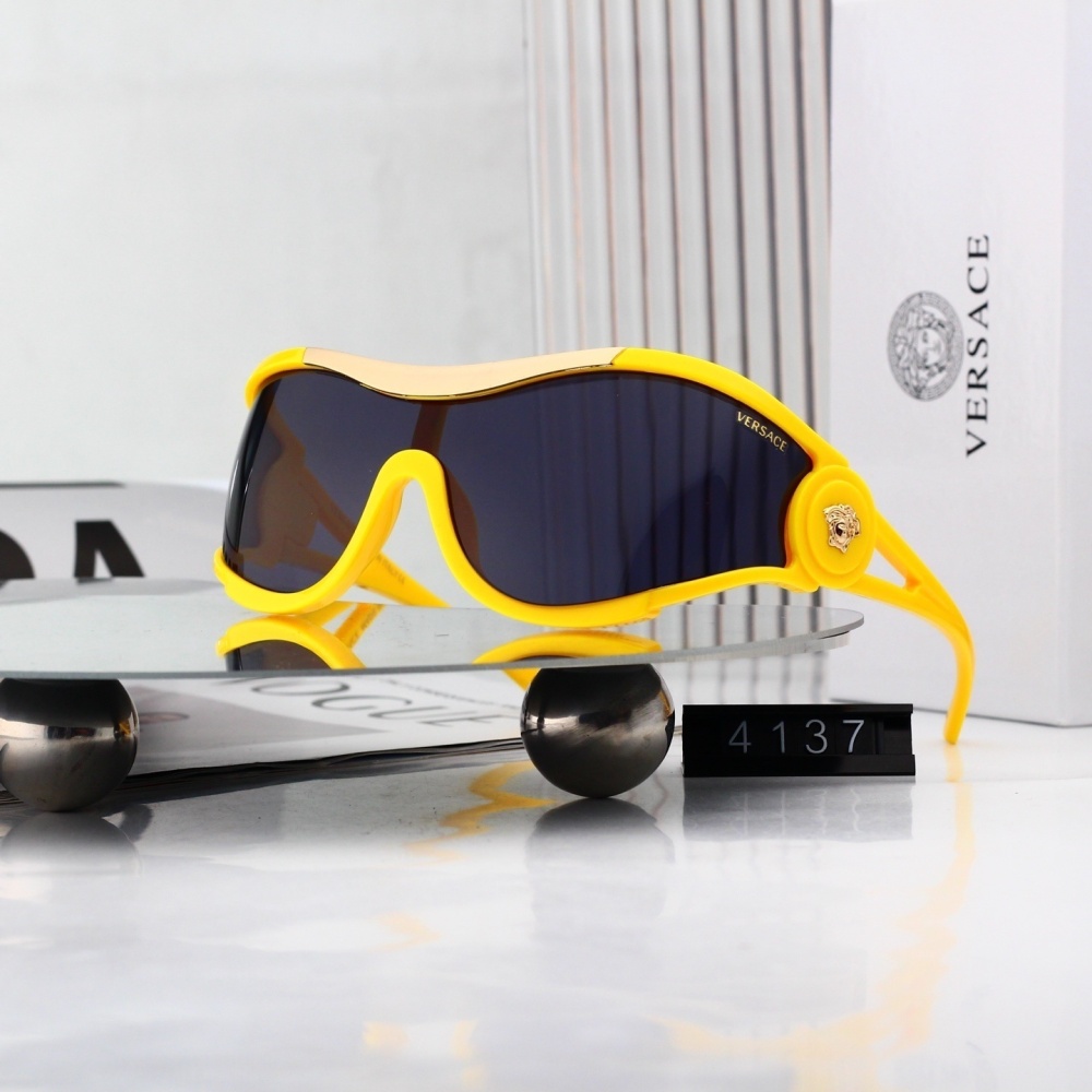 Versace Oversized Shield Frame Medusa Detail Sunglasses (Multi-Color) 4137