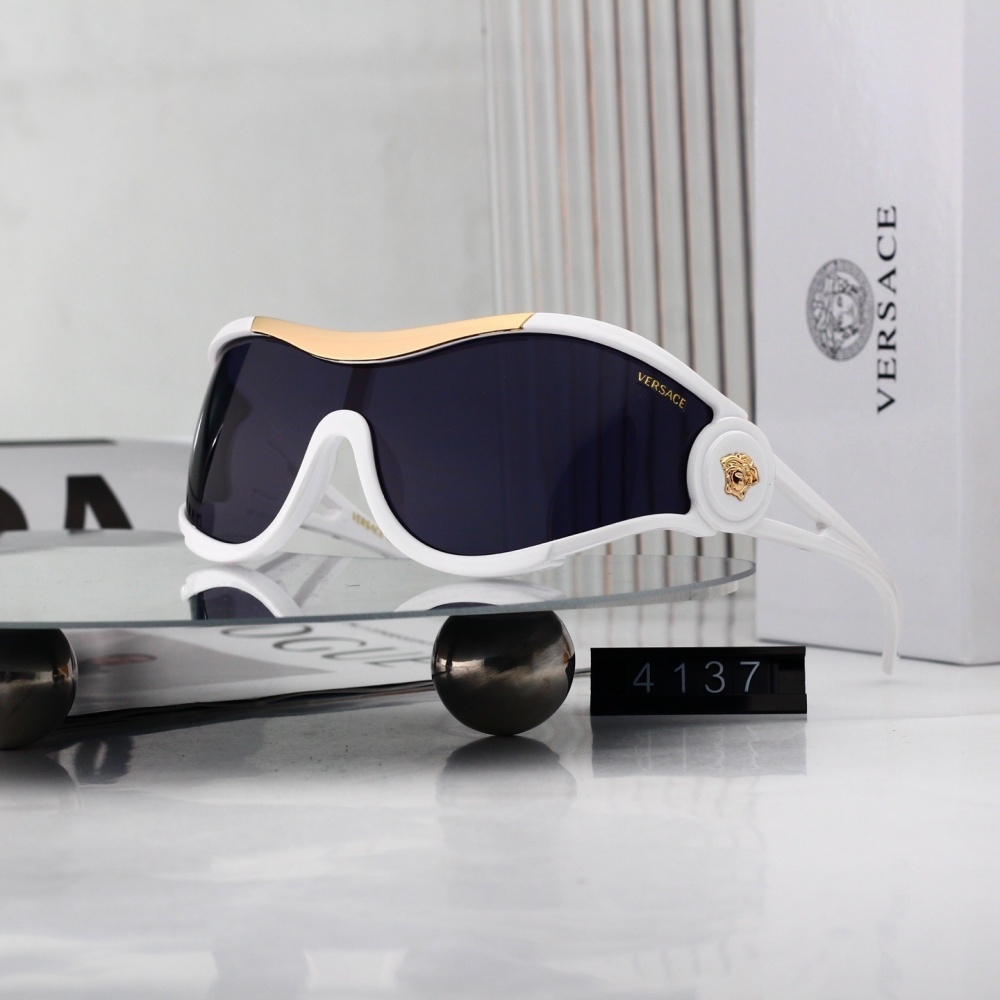 Versace Oversized Shield Frame Medusa Detail Sunglasses (Multi-Color) 4137