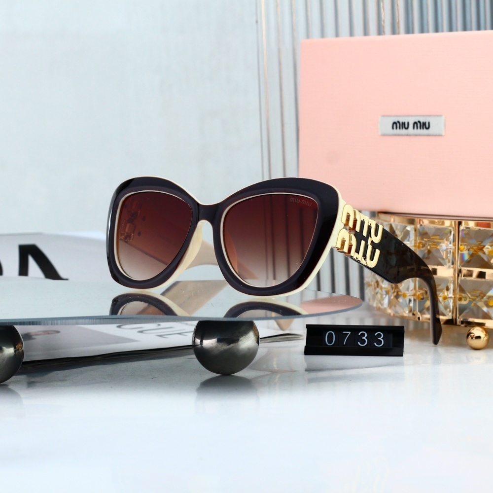 Miu Miu Classic Logo Temple Cat-Eye Sunglasses for Women 0733