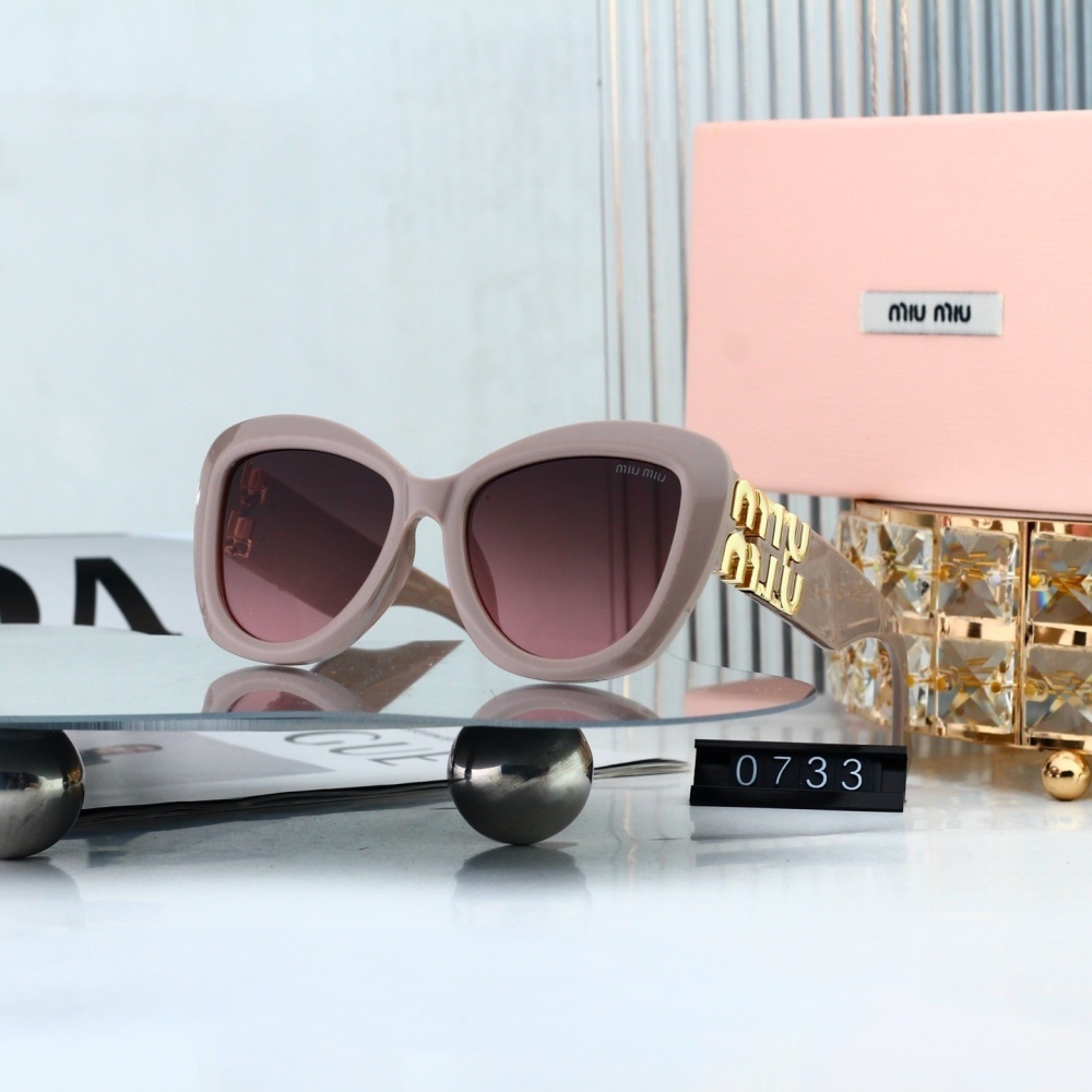 Miu Miu Classic Logo Temple Cat-Eye Sunglasses for Women 0733