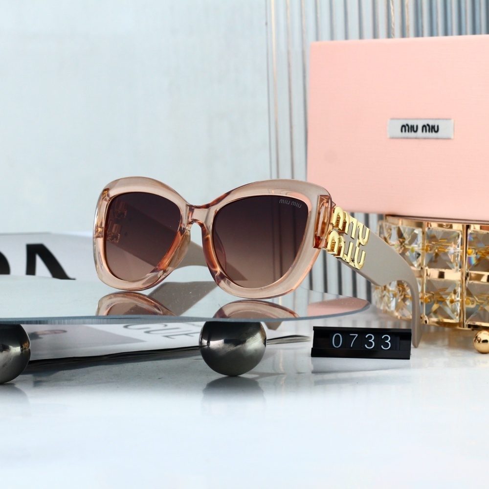 Miu Miu Classic Logo Temple Cat-Eye Sunglasses for Women 0733