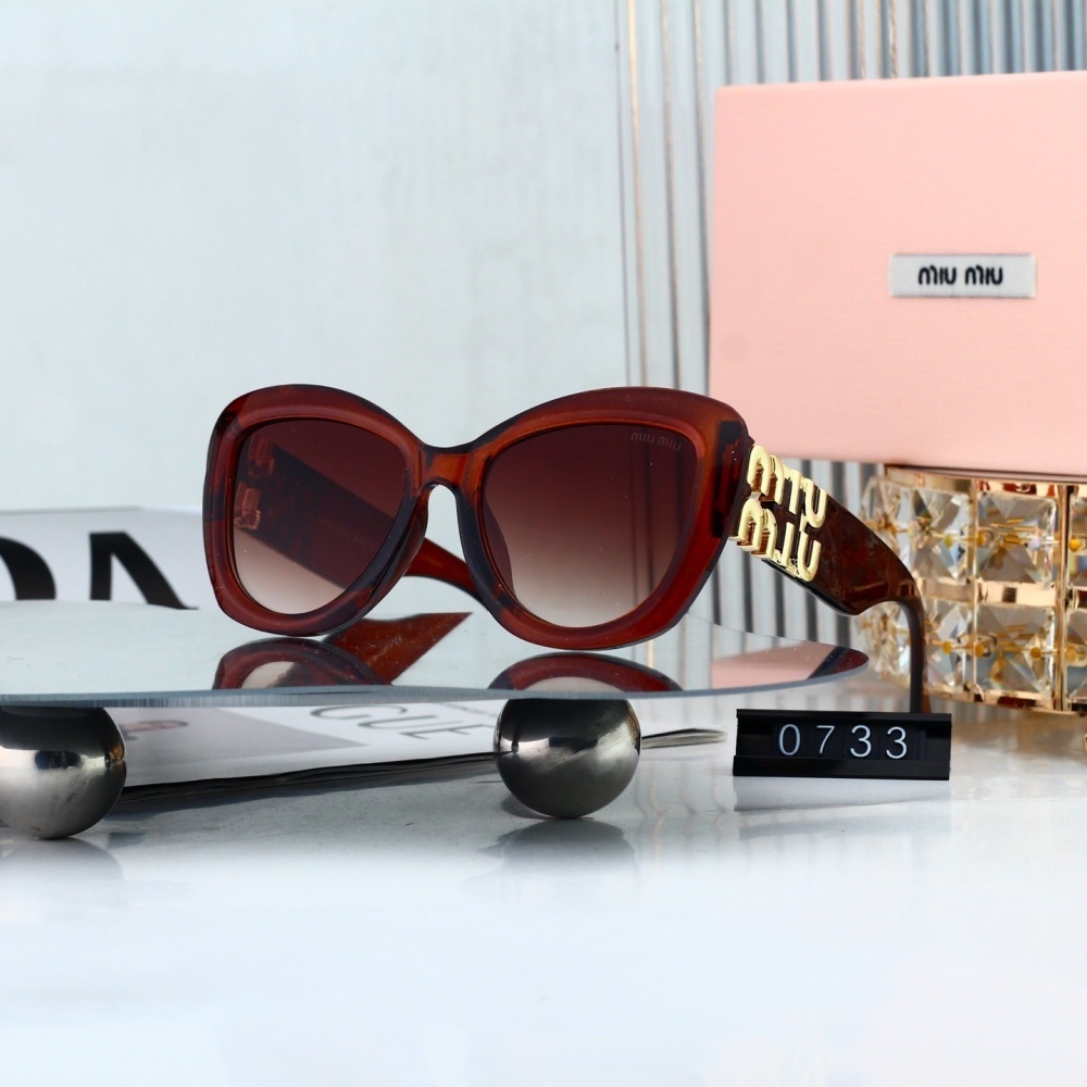 Miu Miu Classic Logo Temple Cat-Eye Sunglasses for Women 0733