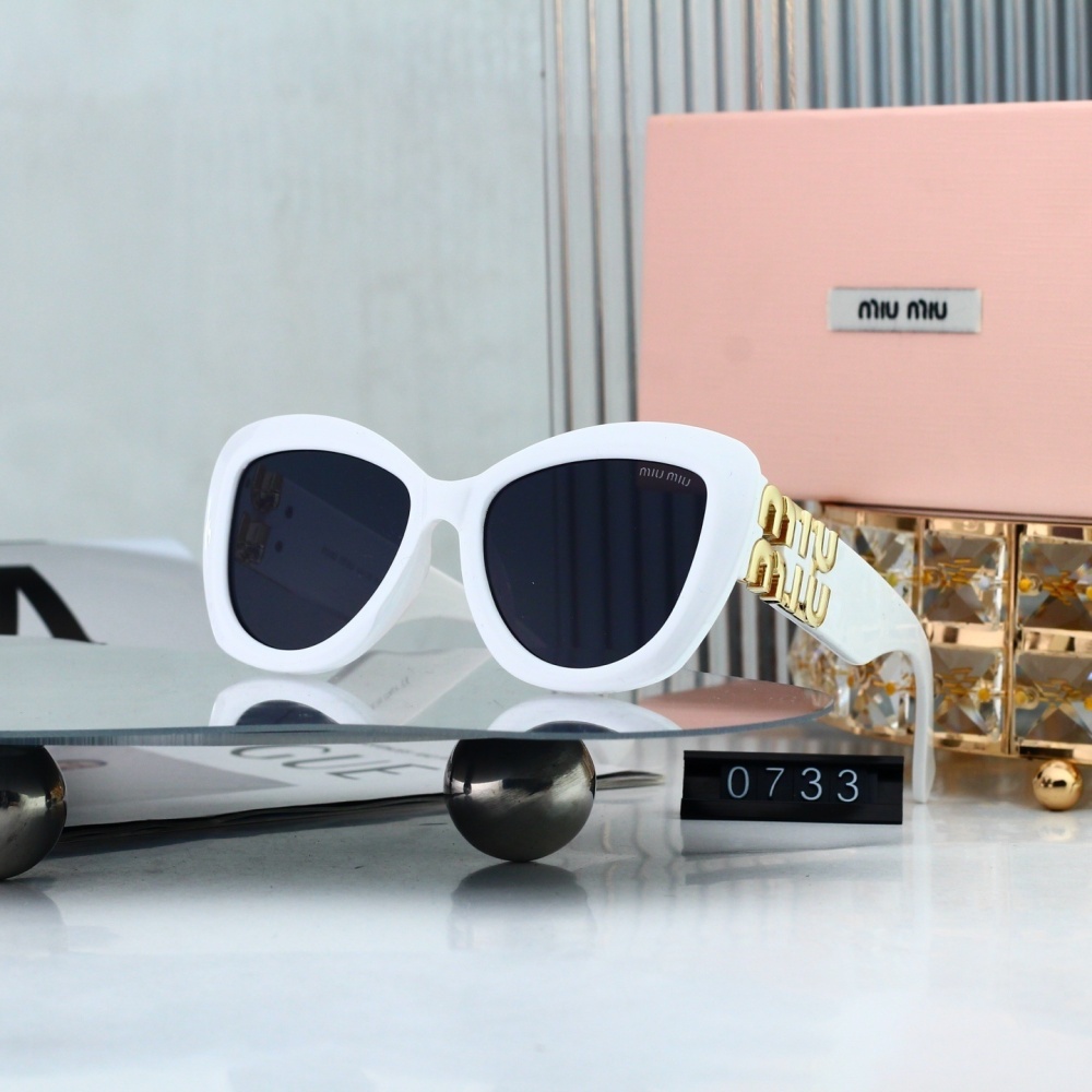 Miu Miu Classic Logo Temple Cat-Eye Sunglasses for Women 0733