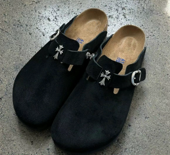 BIRKENSTOCK x Chrome Hearts — Genuine Leather Casual Slides for Men and Women