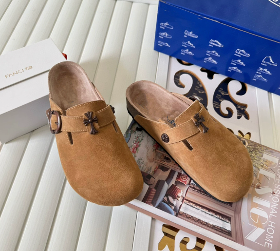 BIRKENSTOCK x Chrome Hearts — Genuine Leather Casual Slides for Men and Women
