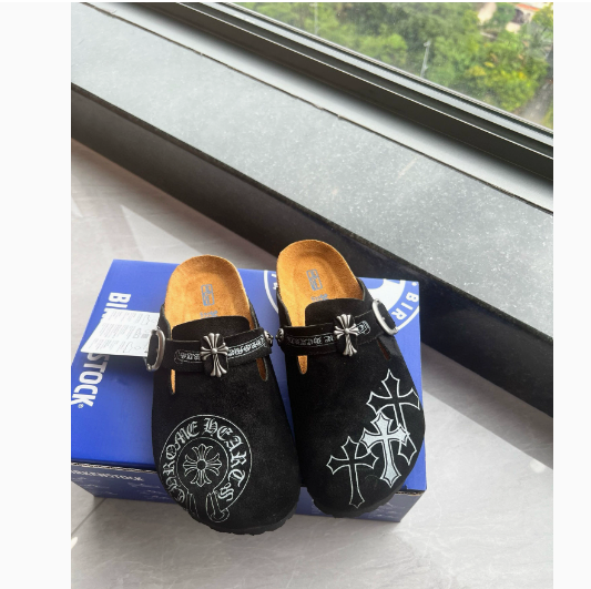 BIRKENSTOCK x Chrome Hearts — Genuine Leather Casual Slides for Men and Women