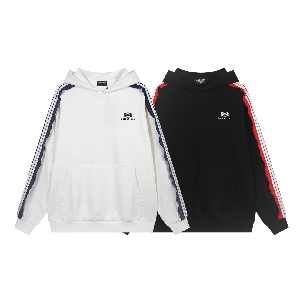 Balenciaga Oversized Fit Hoodie with Contrast Side Stripe Detail