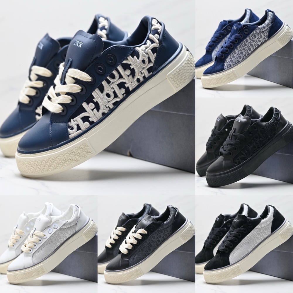 Dior B23 Low-Top Platform Sneaker with Oblique Embroidery