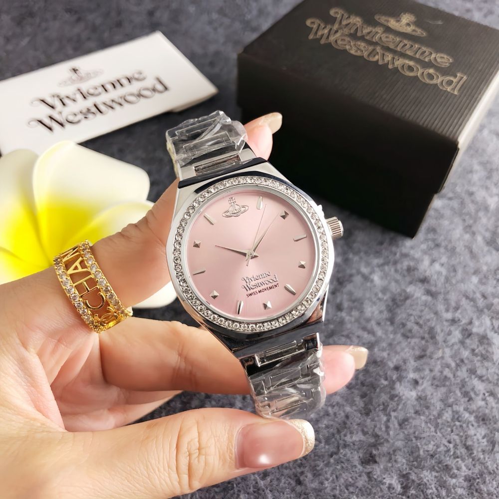 Vivienne Westwood "Dragon Fruit" Pink Dial Gold Stainless Steel Ladies Watch