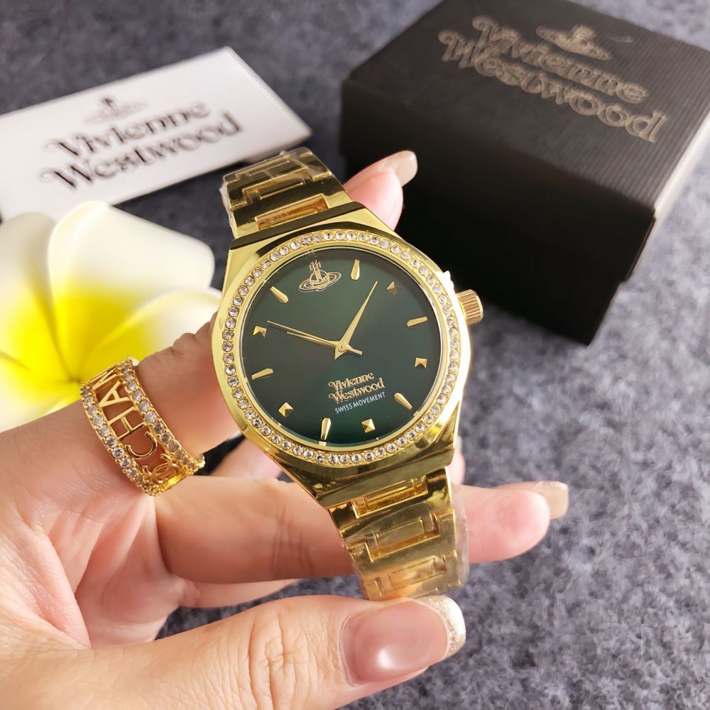 Vivienne Westwood "Dragon Fruit" Pink Dial Gold Stainless Steel Ladies Watch