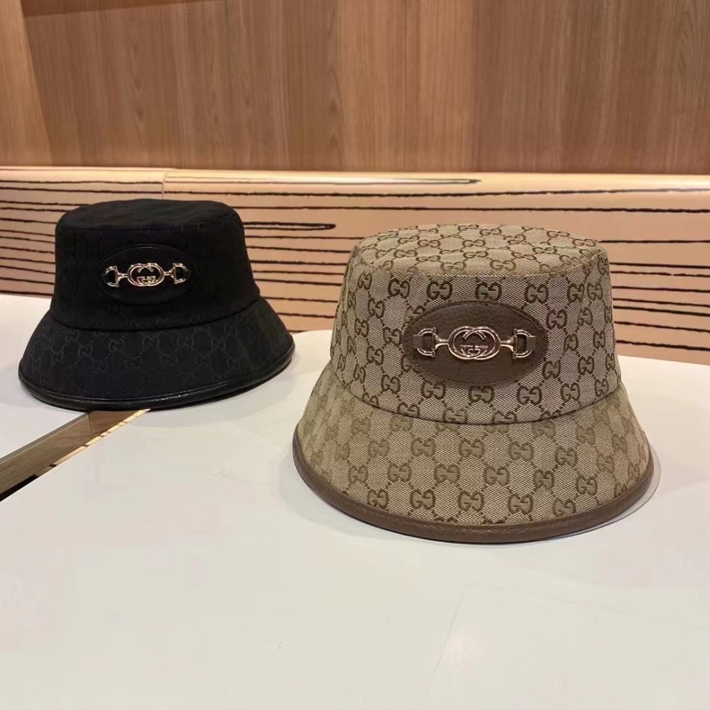 Gucci GG Monogram Canvas Bucket Hat with Horsebit Detail