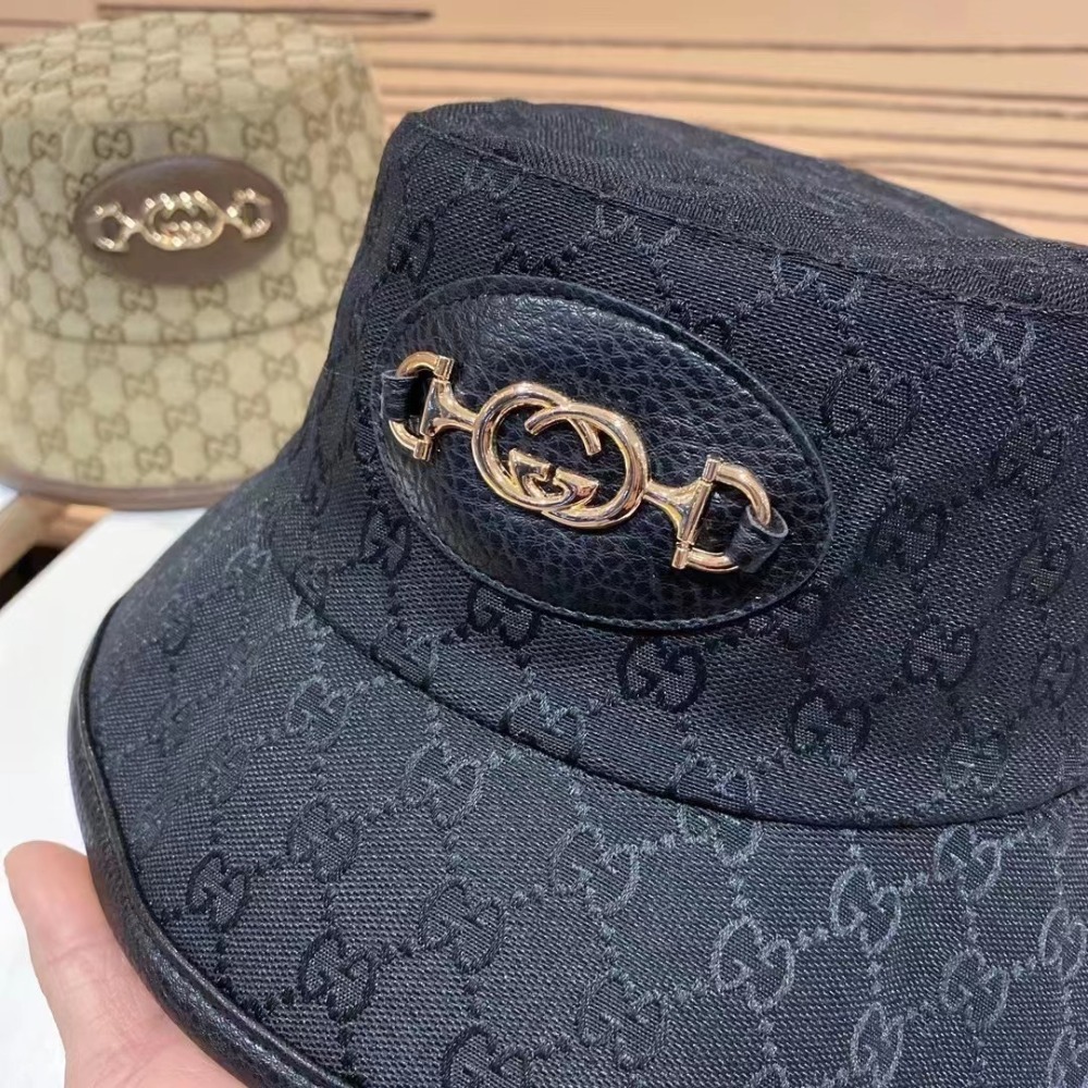 Gucci GG Monogram Canvas Bucket Hat with Horsebit Detail