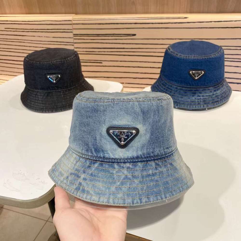 Prada Luxury Denim Bucket Hat for Men & Women