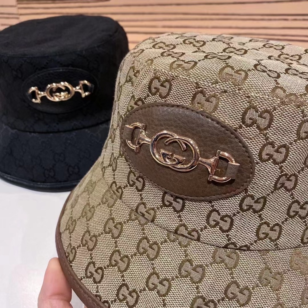 Gucci GG Monogram Canvas Bucket Hat with Horsebit Detail